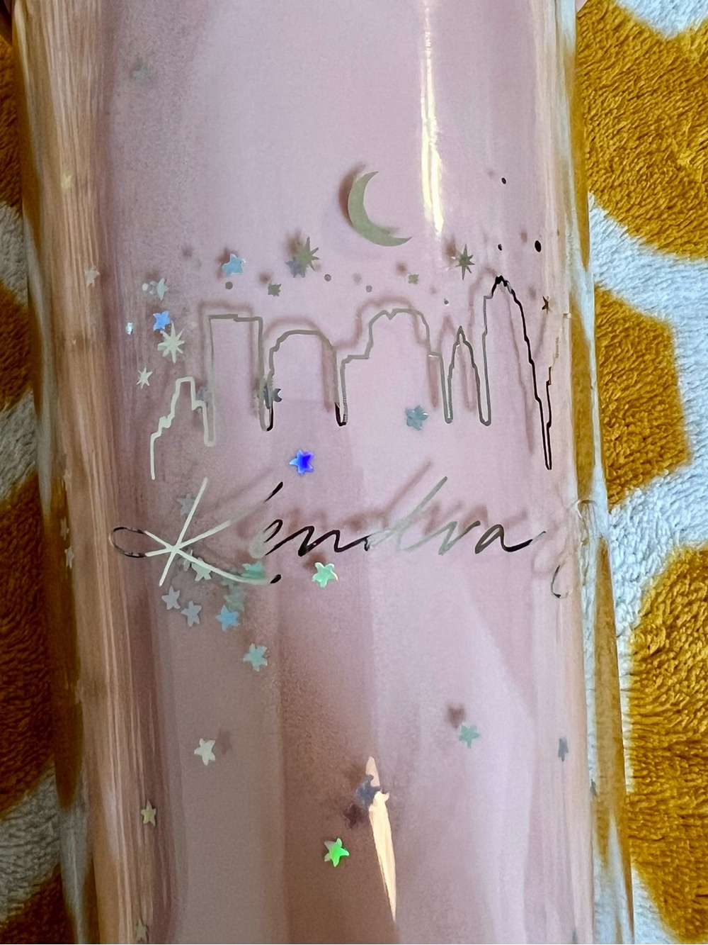 Kendra Scott 24 oz Pink Glitter Tapered Plastic Tumbler w/ Lid *missing straw*